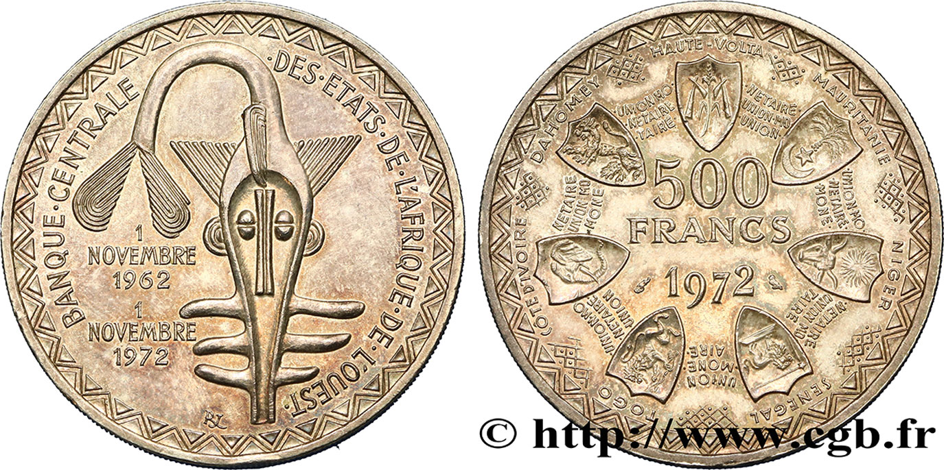 ÉTATS DE L AFRIQUE DE L OUEST (BCEAO) 500 Francs BCEAO 1972 Paris SUP 
