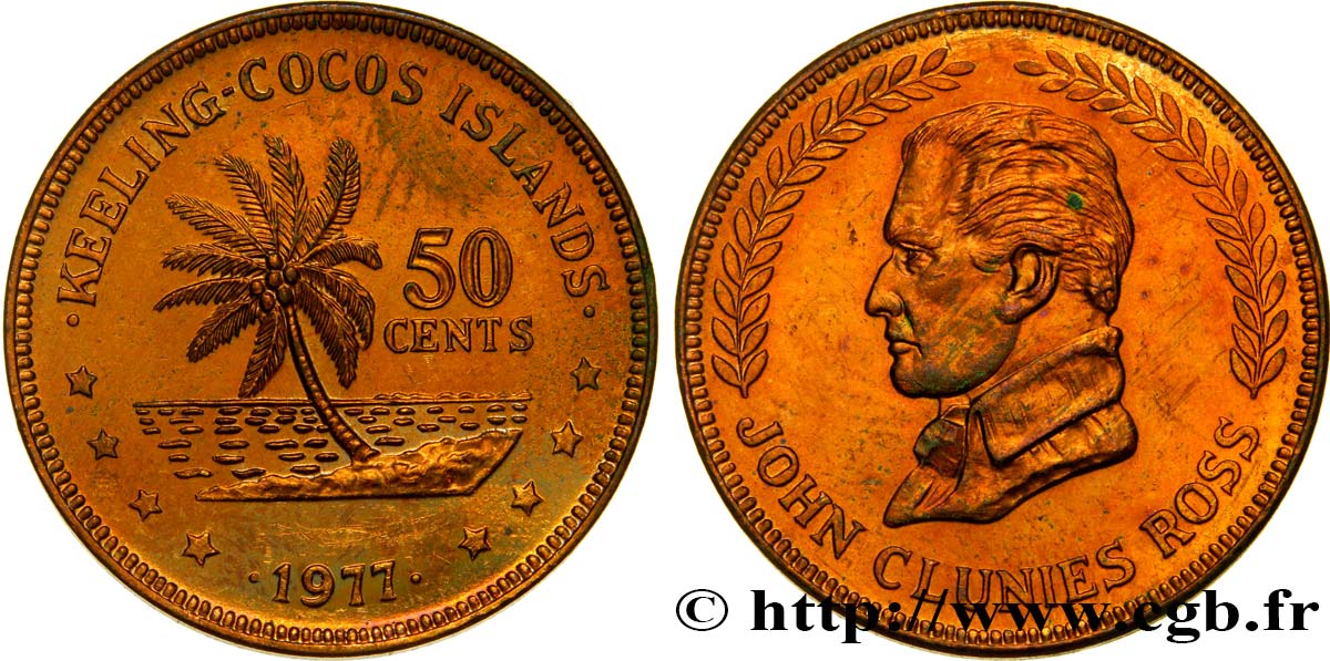 KEELING COCOS ISLANDS 50 Cents série John Clunies Ross 1977  MS 