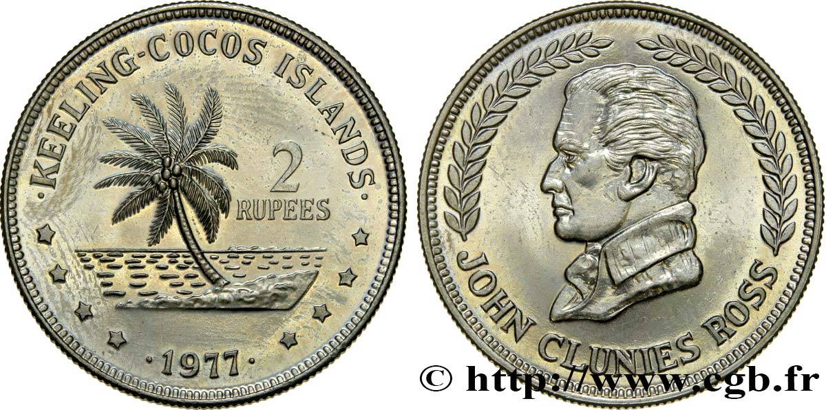 COCOS KEELING ISLANDS 2 Rupees série John Clunies Ross 1977  MS 