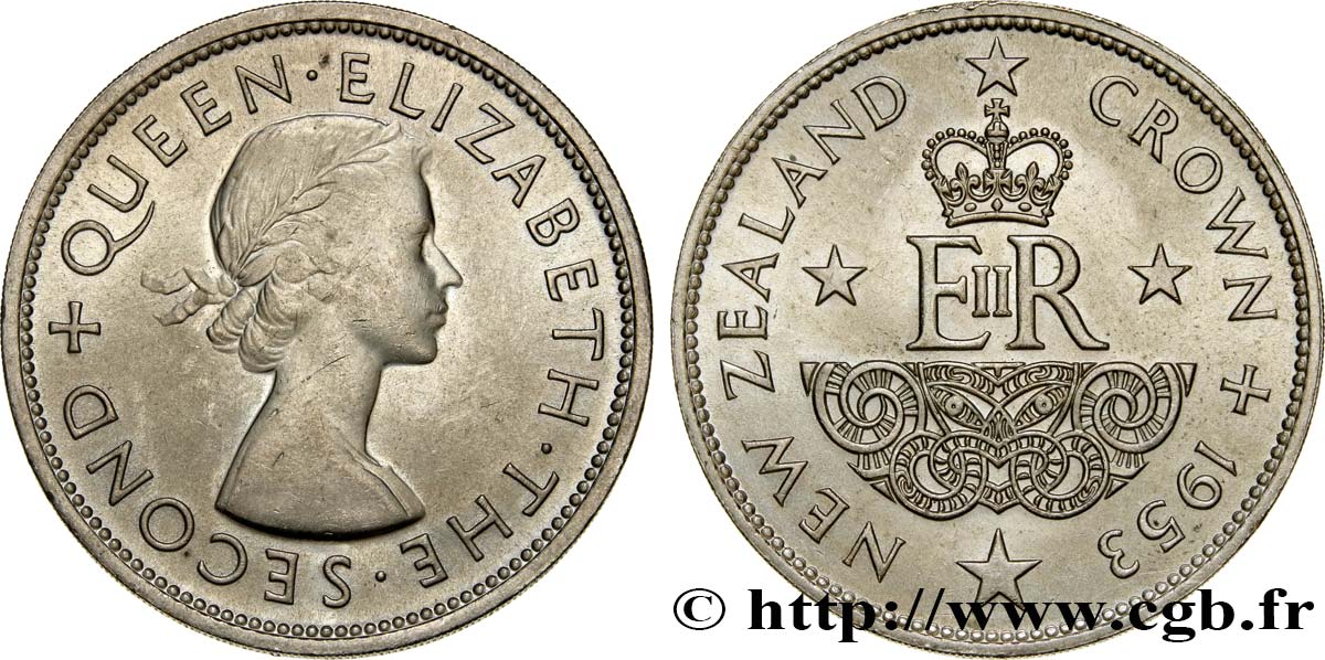 NEW ZEALAND 1 Crown Elisabeth II - Couronnement 1953  AU 