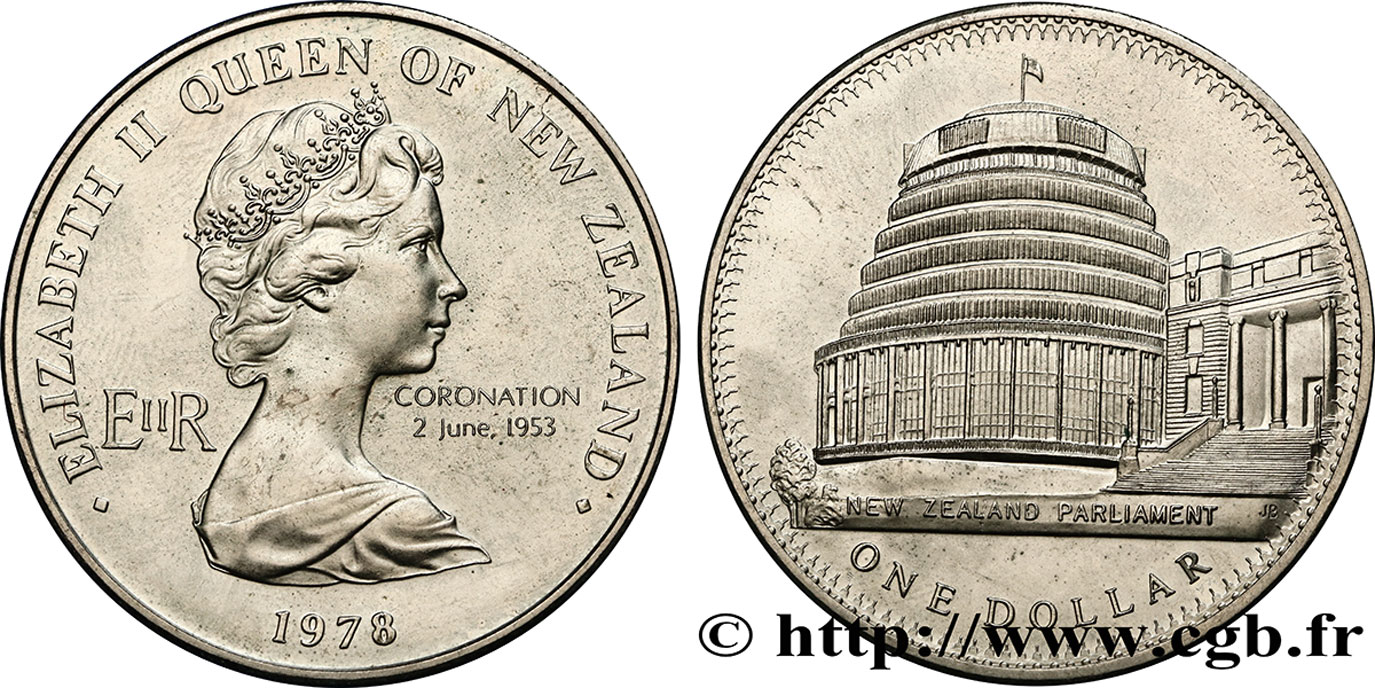 NEUSEELAND
 1 Dollar 25e anniversaire du couronnement d’Elisabeth II 1978 Royal British Mint VZ 