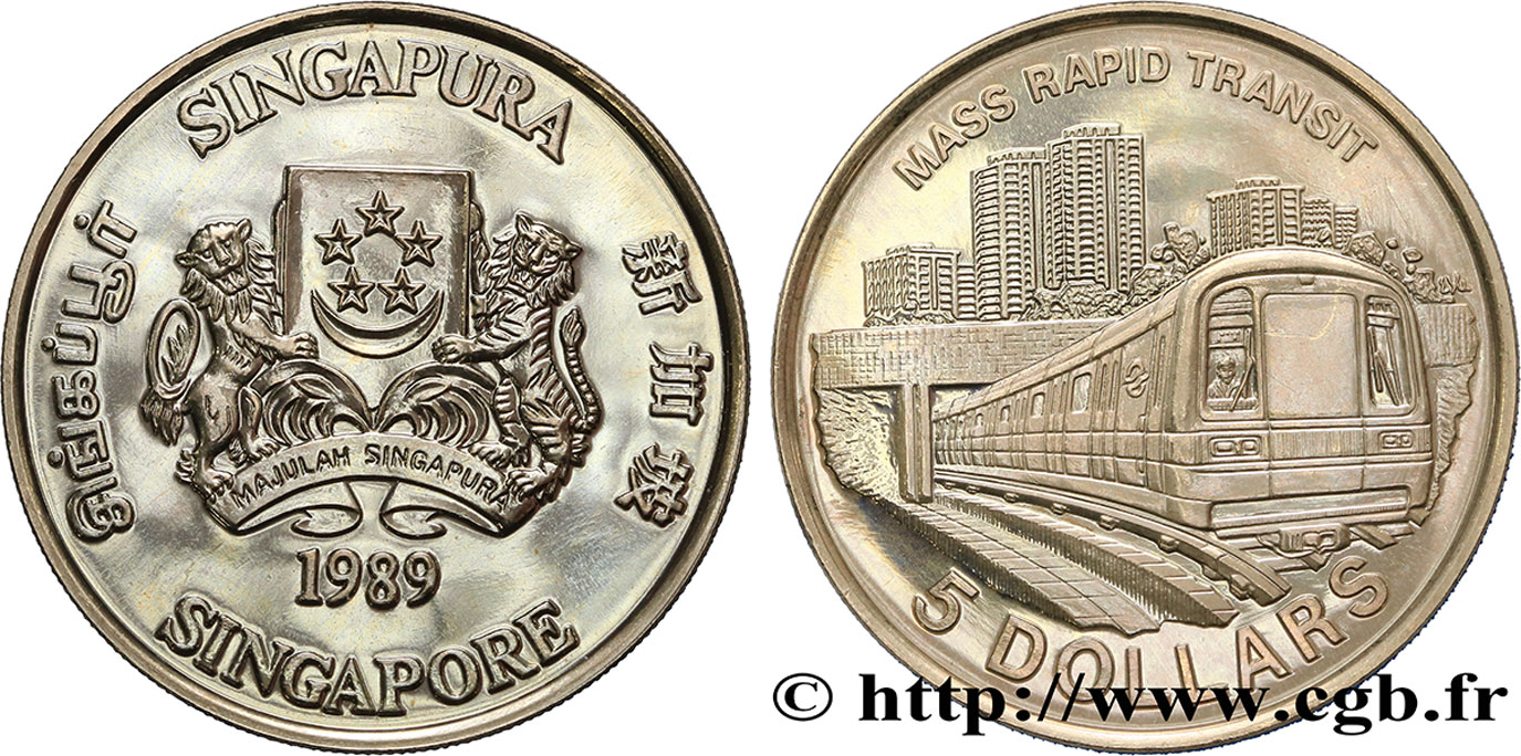 SINGAPUR 5 Dollars Métro de Singapour 1989  SC 