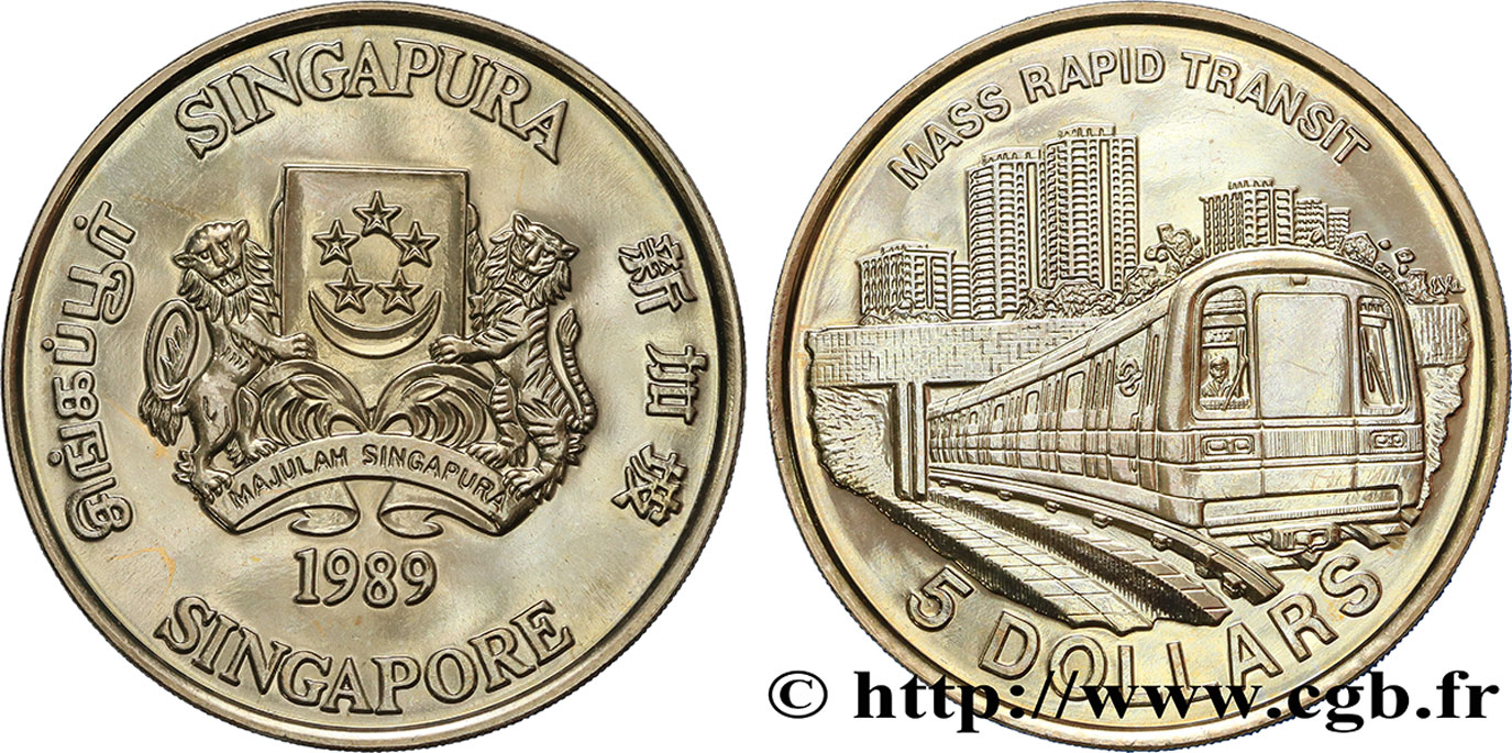 SINGAPUR 5 Dollars Métro de Singapour 1989  SC 