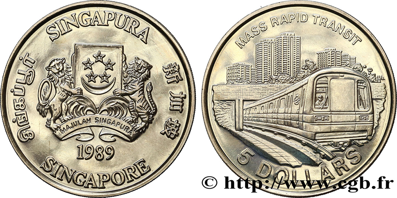 SINGAPUR 5 Dollars Métro de Singapour 1989  fST 
