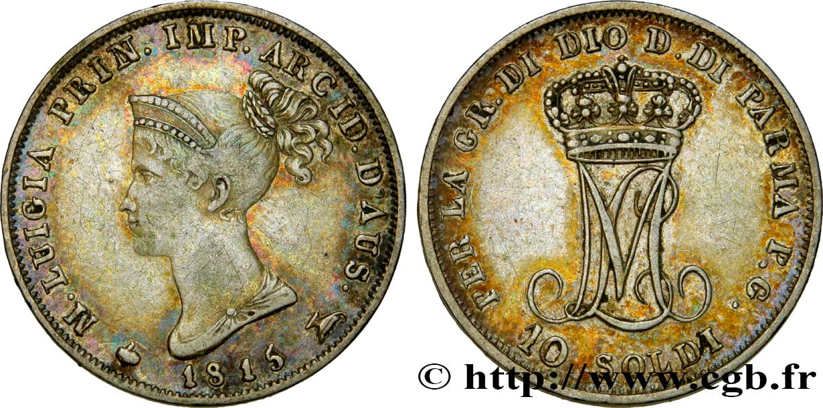 ITALY - PARMA AND PIACENZA 10 Soldi Marie-Louise 1815 Milan VF/XF 