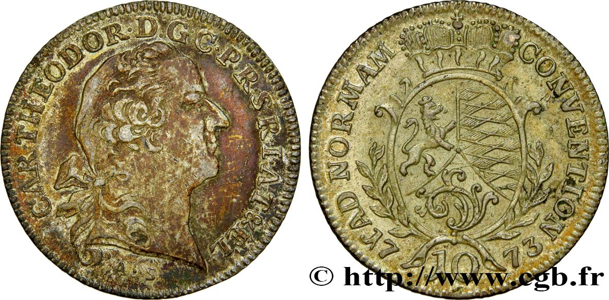 GERMANY - PALATINATE 10 Kreuzer Charles Théodore IV 1773  XF/AU 