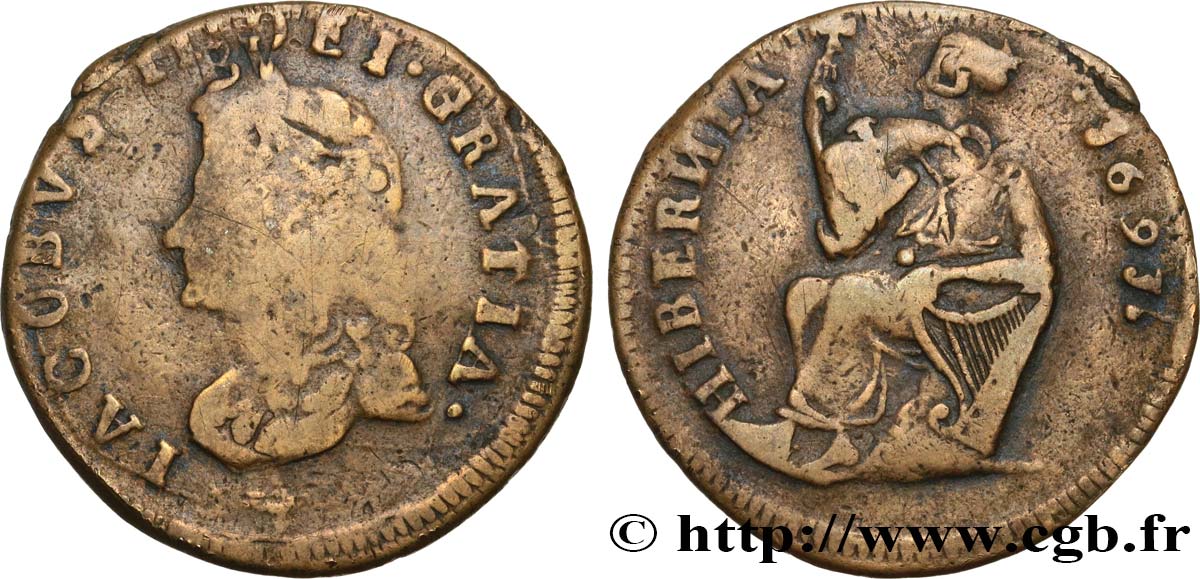 IRLAND Farthing Jacques II 1691  S 
