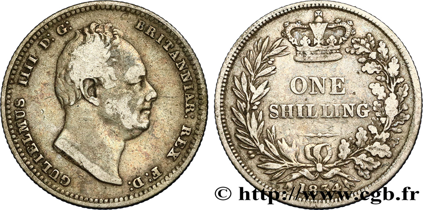 UNITED KINGDOM 1 Shilling Guillaume IV 1834  VF 