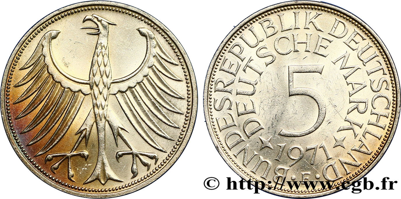 GERMANY 5 Mark aigle 1971 Stuttgart MS 