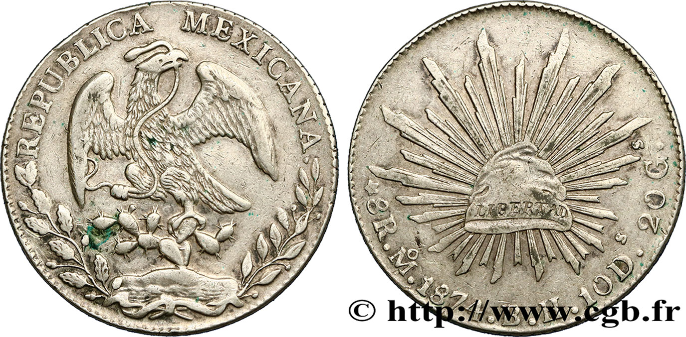 MEXICO 8 Reales 1874 Mexico XF 