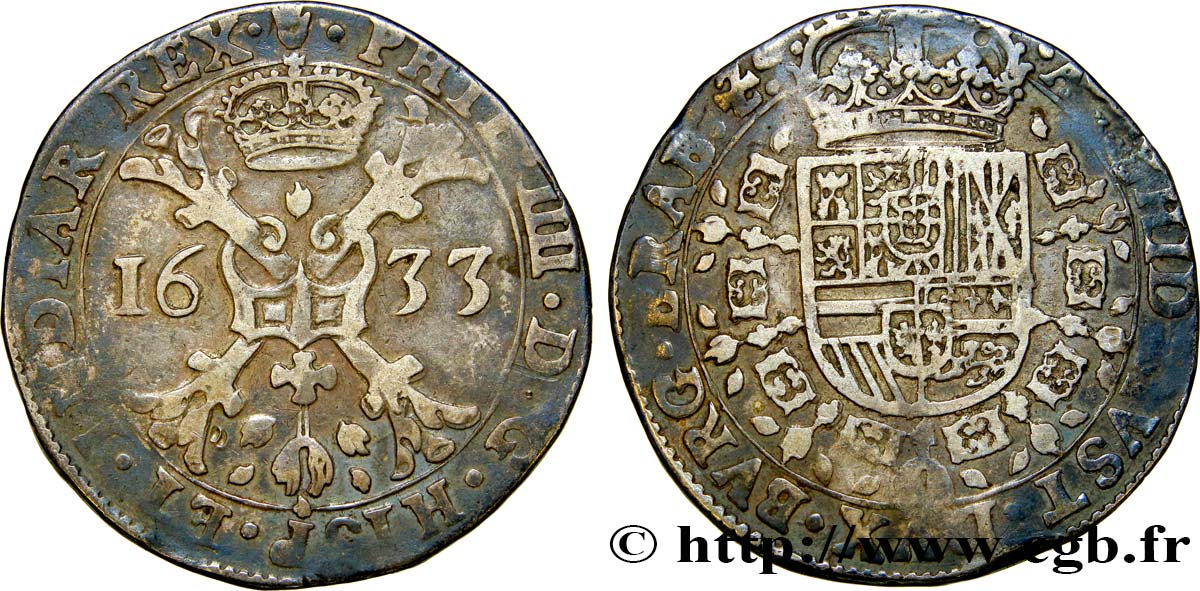 SPANISH NETHERLANDS - DUCHY OF BRABANT - PHILIP IV Patagon 1633 Anvers VF 
