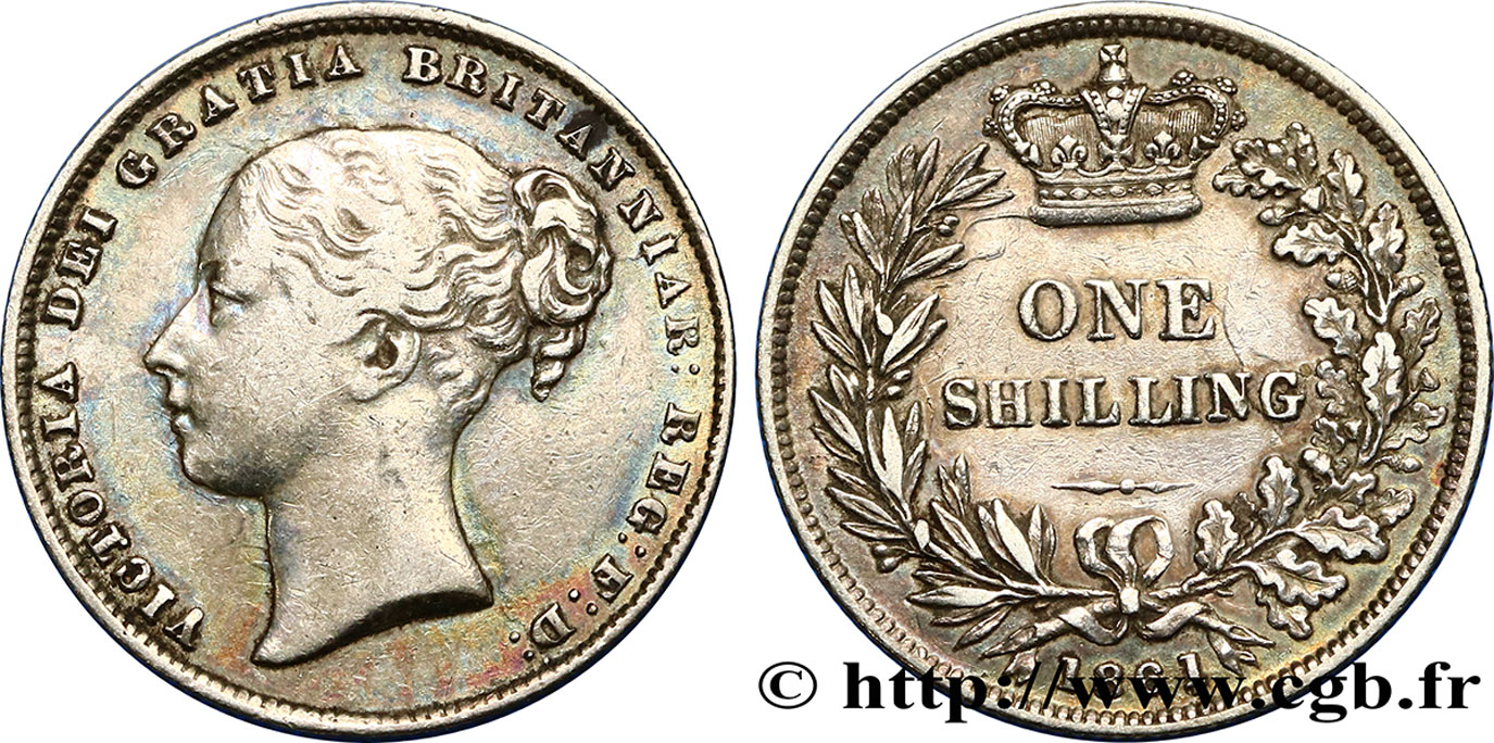 ROYAUME-UNI 1 Shilling Victoria 1861  TB+ 