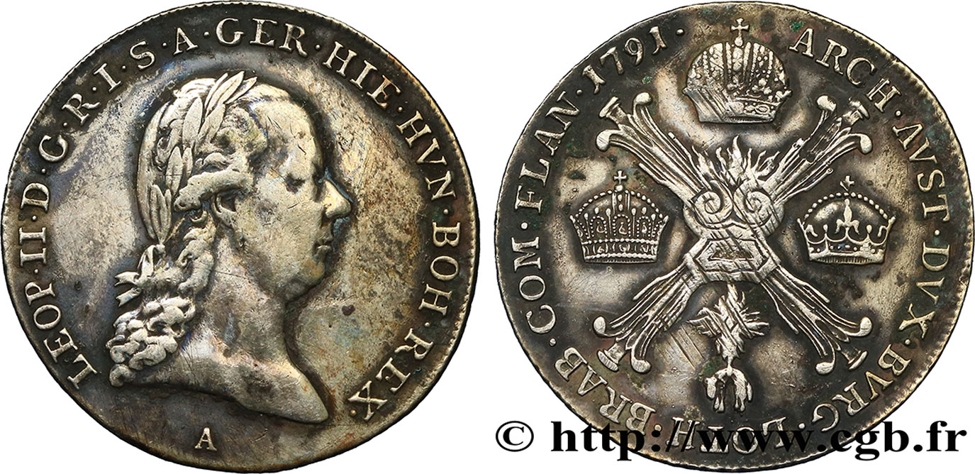 BELGIUM - AUSTRIAN NETHERLANDS 1/4 Kronenthaler 1791 Vienne VF 