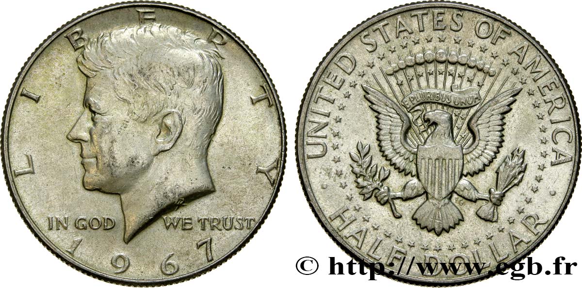 ÉTATS-UNIS D AMÉRIQUE 1/2 Dollar Kennedy 1967 Philadelphie SUP 