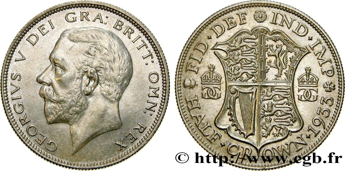 REINO UNIDO 1/2 Crown Georges V 1933  EBC 
