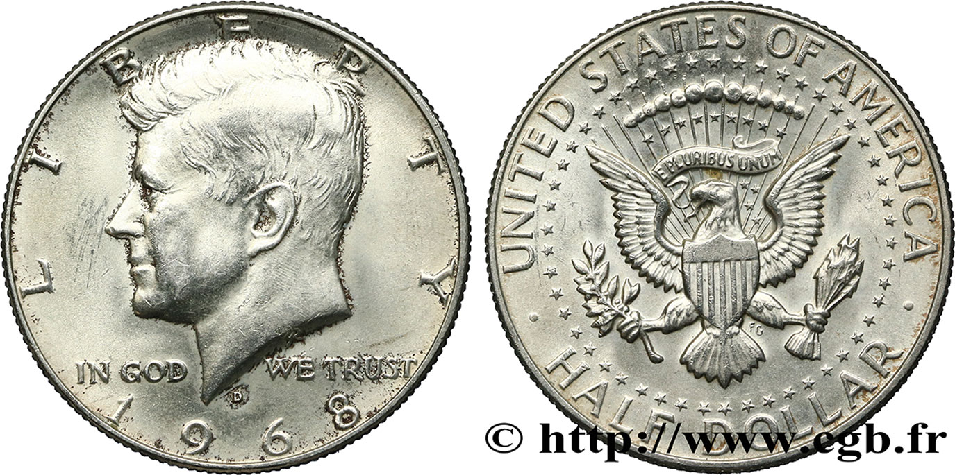 ÉTATS-UNIS D AMÉRIQUE 1/2 Dollar Kennedy 1968 Denver SUP 