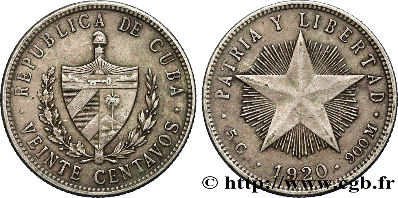 KUBA 20 Centavos 1920  SS 