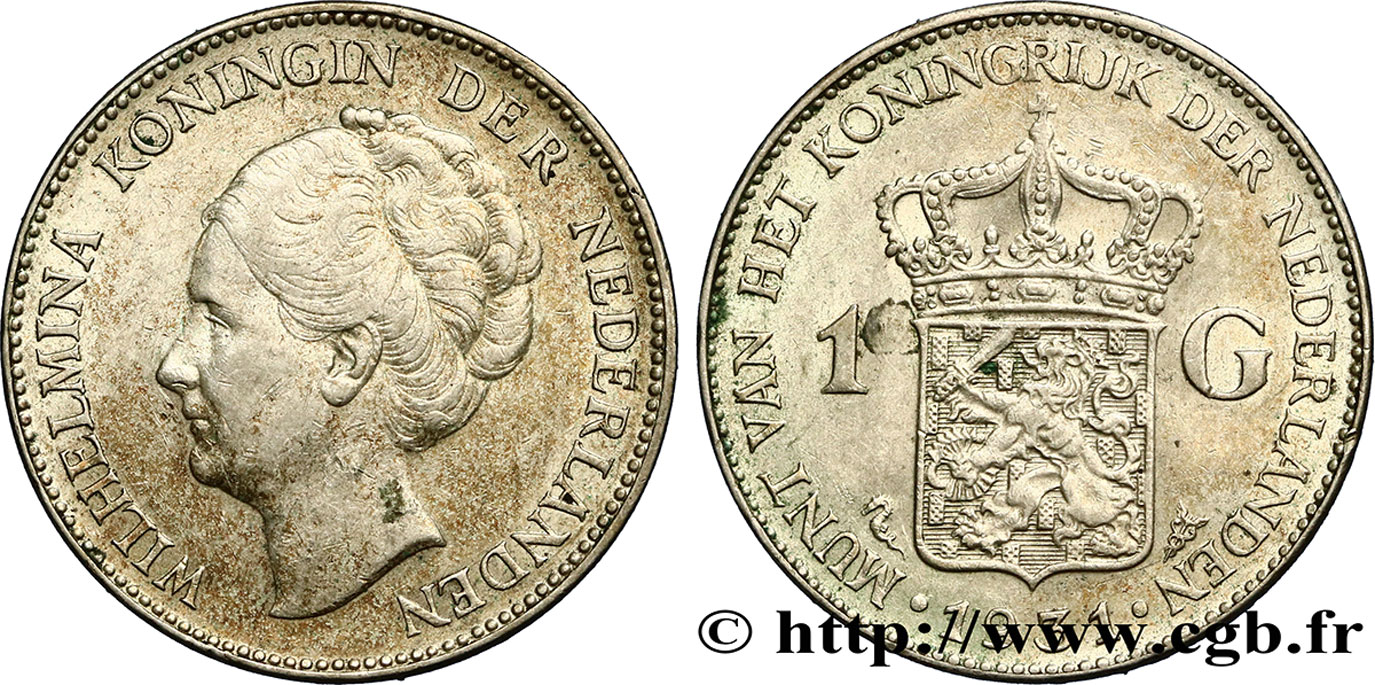 PAYS-BAS 1 Gulden Wilhelmina 1931  TTB 
