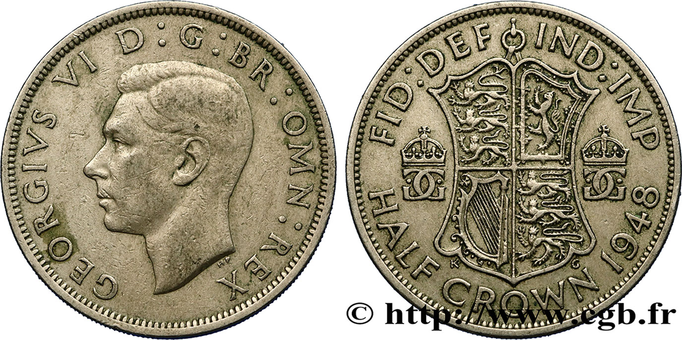 REINO UNIDO 1/2 Crown Georges VI / écu 1948  MBC 
