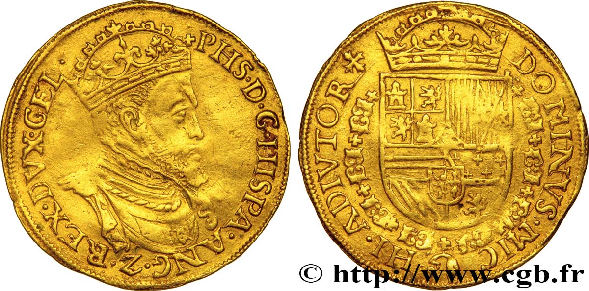 SPANISH NETHERLANDS - DUCHY OF GUELDRE - PHILIP II Réal d’or n.d. Nimègue XF 