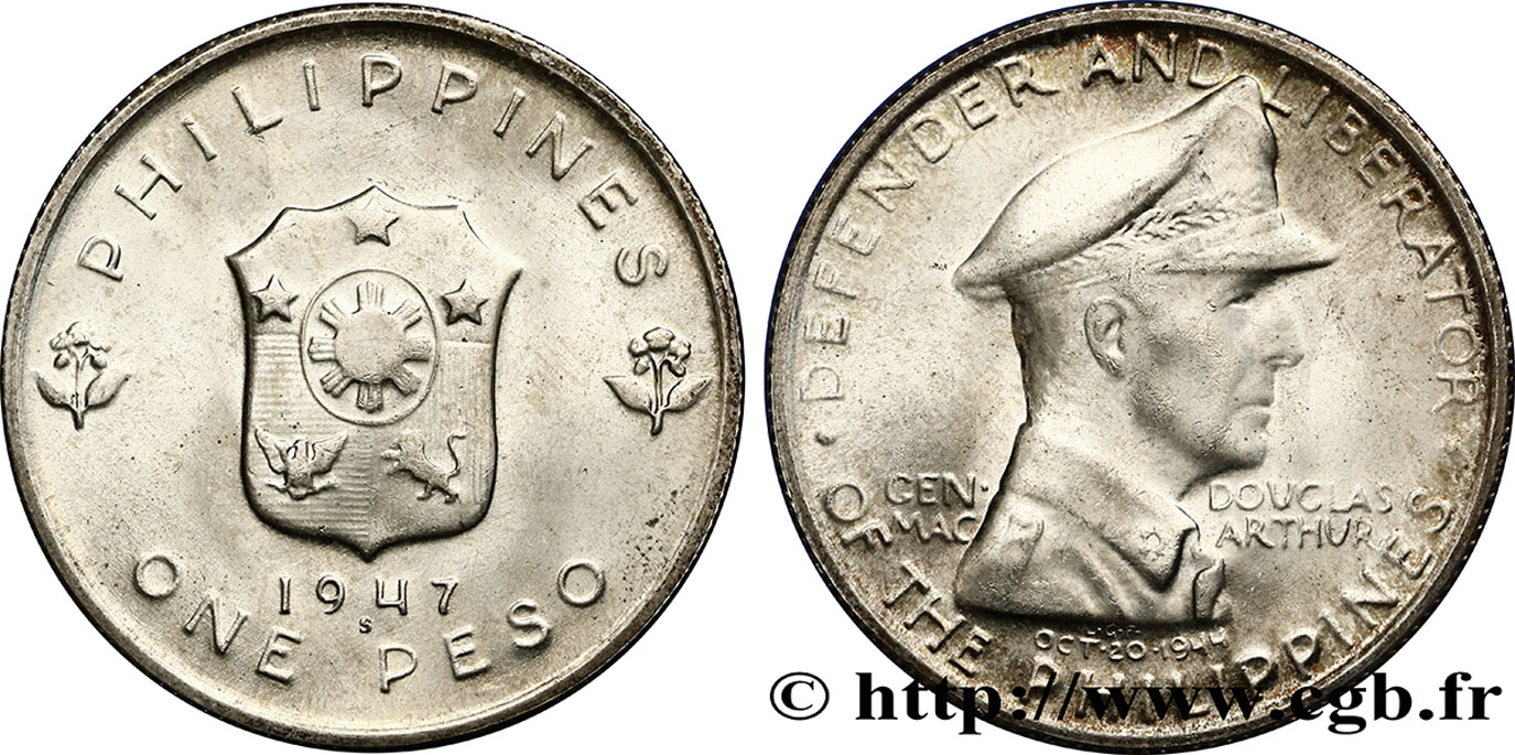 FILIPPINE 1 Peso 1947 San Francisco MS 