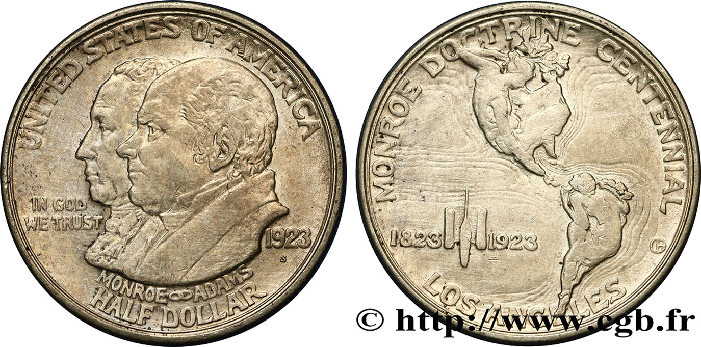 ESTADOS UNIDOS DE AMÉRICA 1/2 Dollar centenaire de la doctrine Monroe 1923 San Francisco MBC+ 
