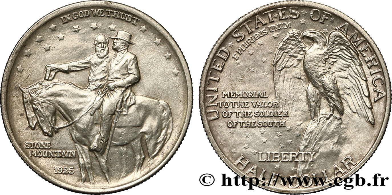 ÉTATS-UNIS D AMÉRIQUE 1/2 Dollar mémorial de Stone Mountain 1925 Philadelphie TTB+/SUP 