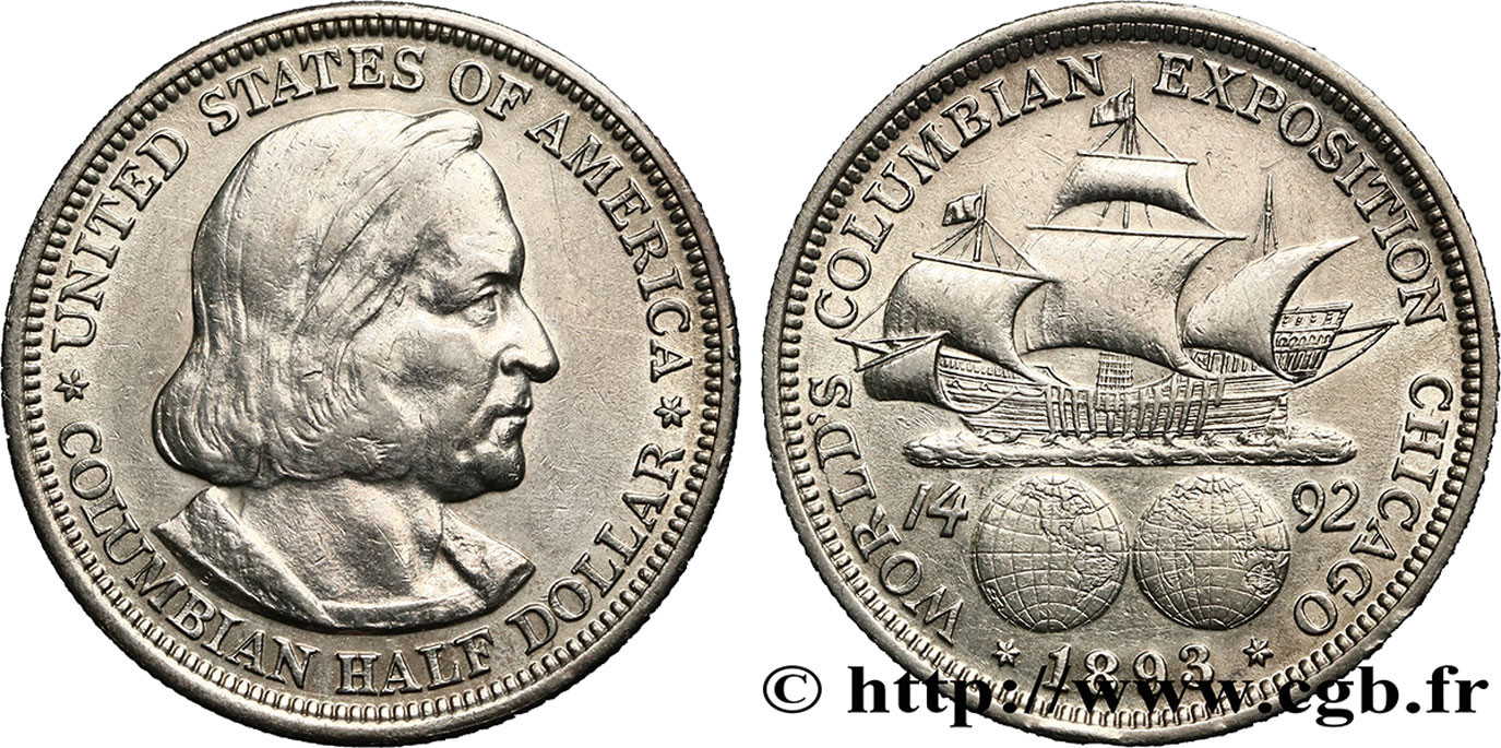 STATI UNITI D AMERICA 1/2 Dollar Exposition Colombienne de Chicago 1893 Philadelphie BB 