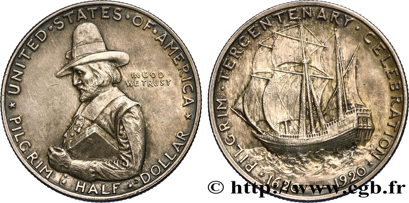 ÉTATS-UNIS D AMÉRIQUE 1/2 Dollar Tricentenaire de l’arrivée du Mayflower 1920  SUP 