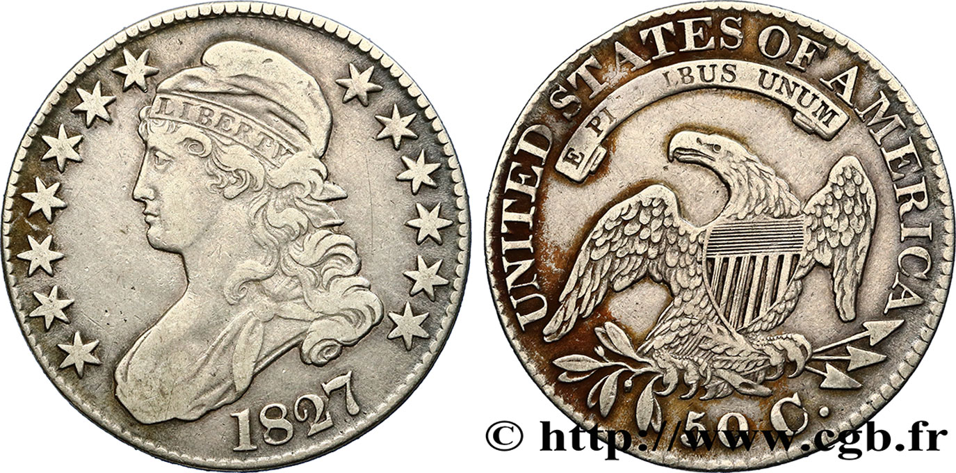 ESTADOS UNIDOS DE AMÉRICA 1/2 Dollar type “Capped Bust” 1827 Philadelphie MBC 