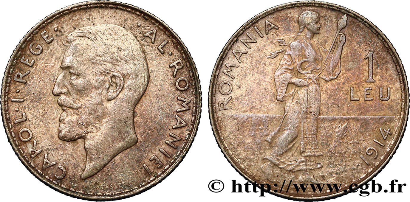 ROUMANIE 1 Leu Charles Ier 1914  TTB 