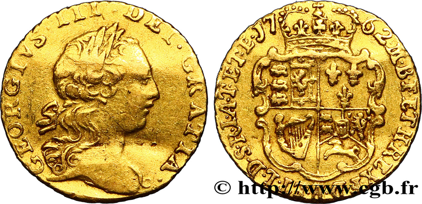 GREAT BRITAIN - GEORGE III 1/4 Guinée Georges III 1762 Londres XF 