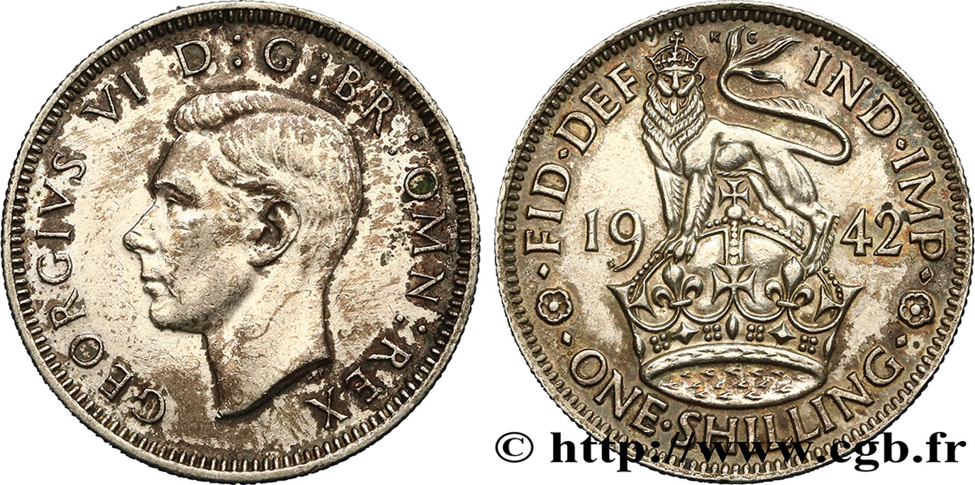 REINO UNIDO 1 Shilling Georges VI “England reverse” 1942  EBC 