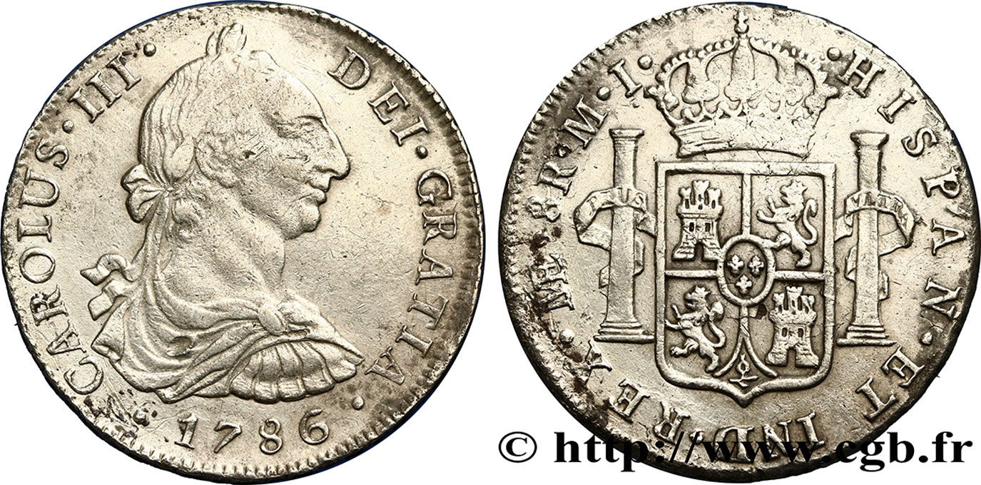 PERU 8 Reales Charles III 1786 Lima VF 