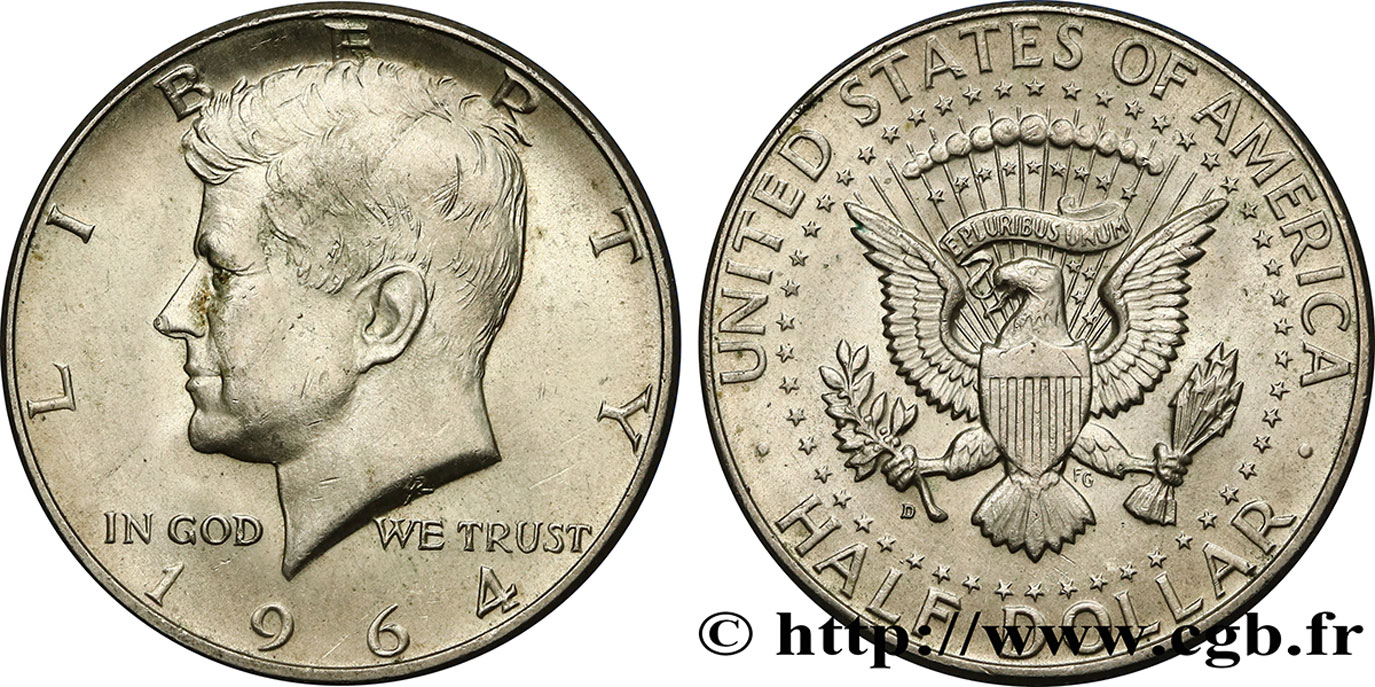 VEREINIGTE STAATEN VON AMERIKA 1/2 Dollar Kennedy 1964 Denver VZ 