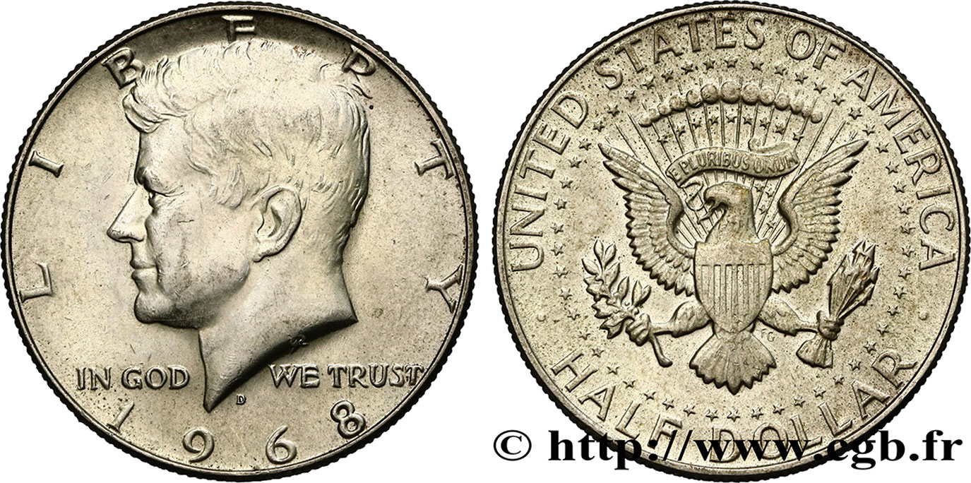 ÉTATS-UNIS D AMÉRIQUE 1/2 Dollar Kennedy 1968 Denver SUP 