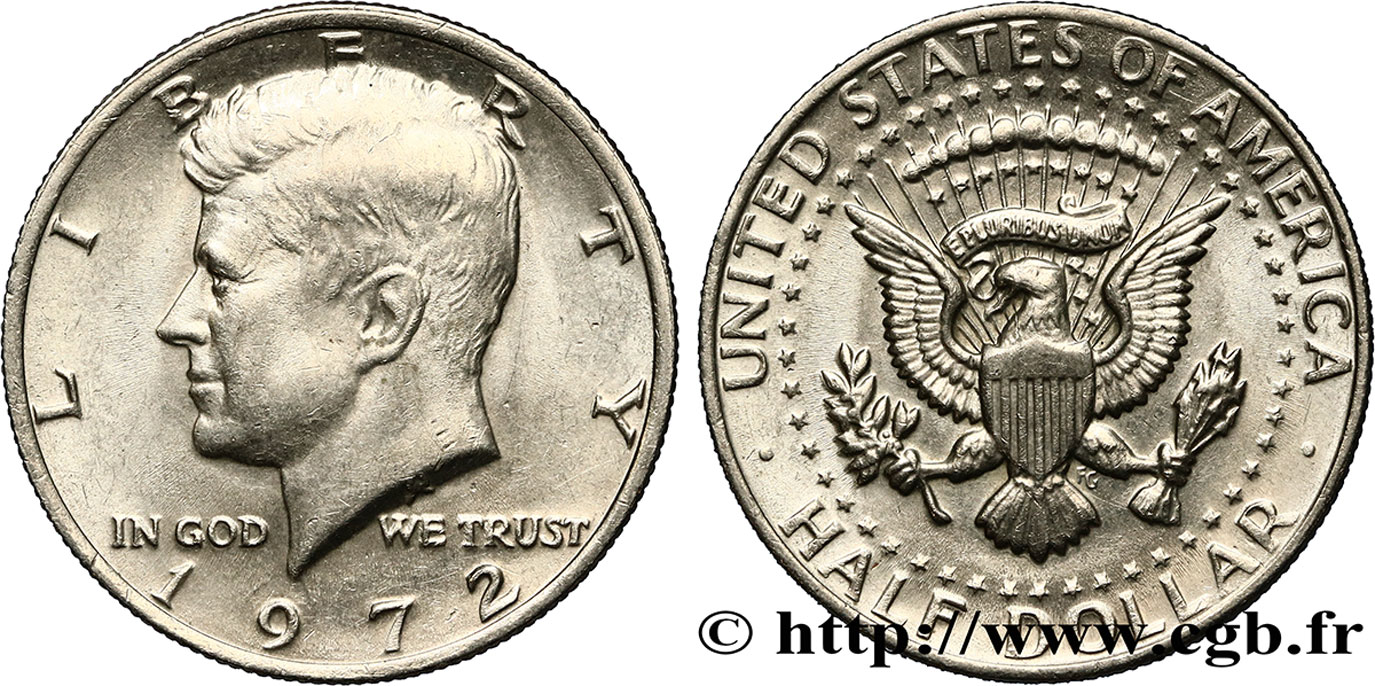 ESTADOS UNIDOS DE AMÉRICA 1/2 Dollar Kennedy 1972 Philadelphie EBC 