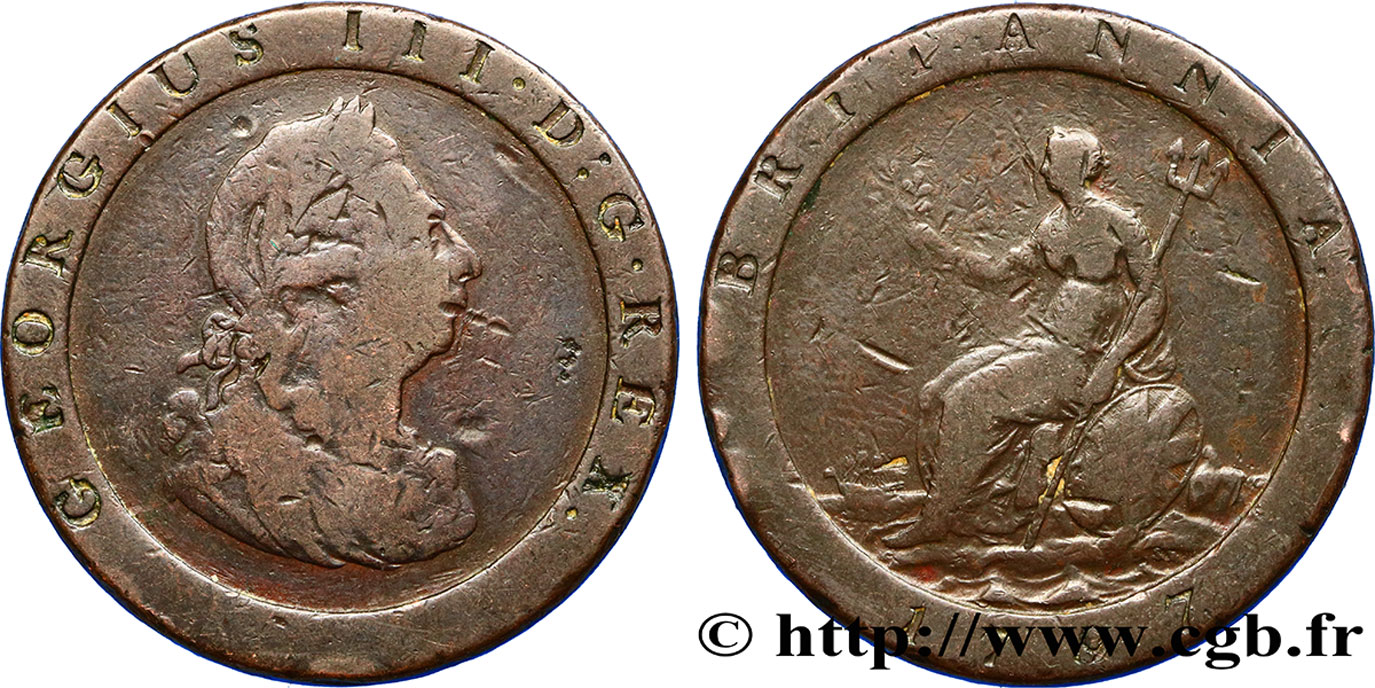 REINO UNIDO 1 Penny Georges III 1797 Soho BC 