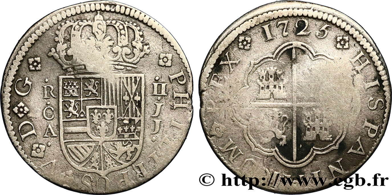 ESPAÑA 2 Reales au nom de Philippe V 1723 Cuenca BC 