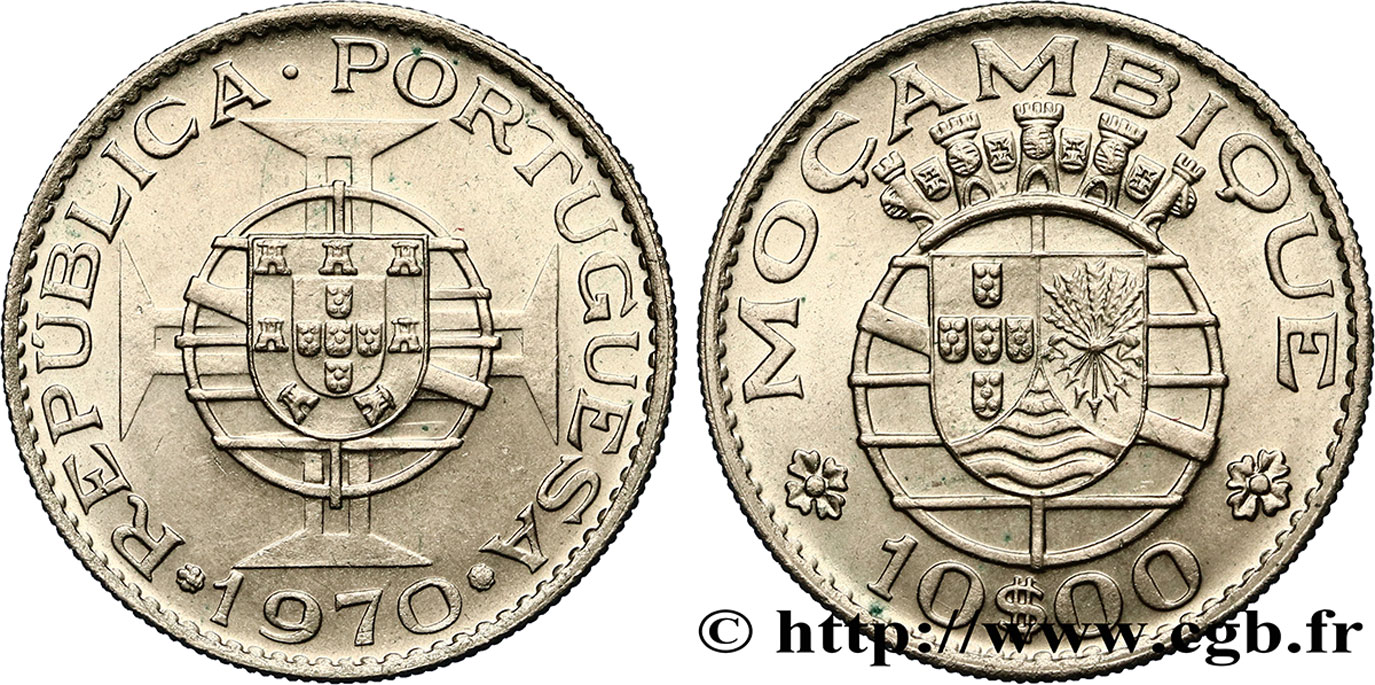MOZAMBIK 10 Escudos colonie portugaise du Mozambique 1970  VZ 