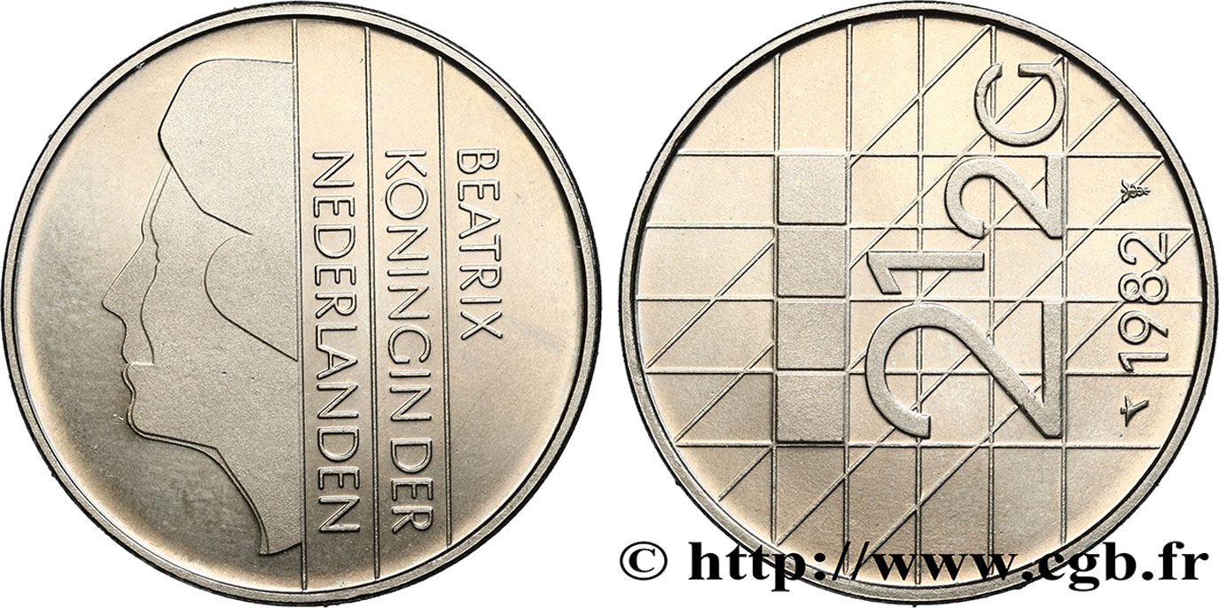 PAYS-BAS 2 1/2 Gulden reine Beatrix 1982 Utrecht SPL 