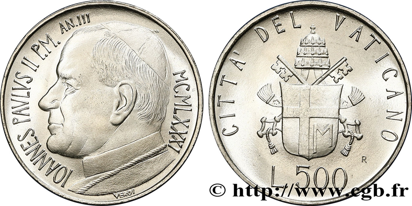 VATICAN AND PAPAL STATES 500 Lire Jean-Paul II an III 1981 Rome MS 