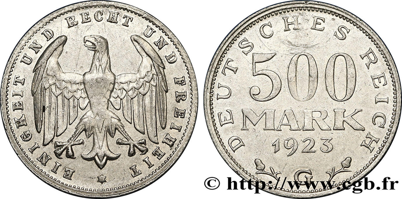 DEUTSCHLAND 500 Mark aigle 1923 Hambourg fVZ 
