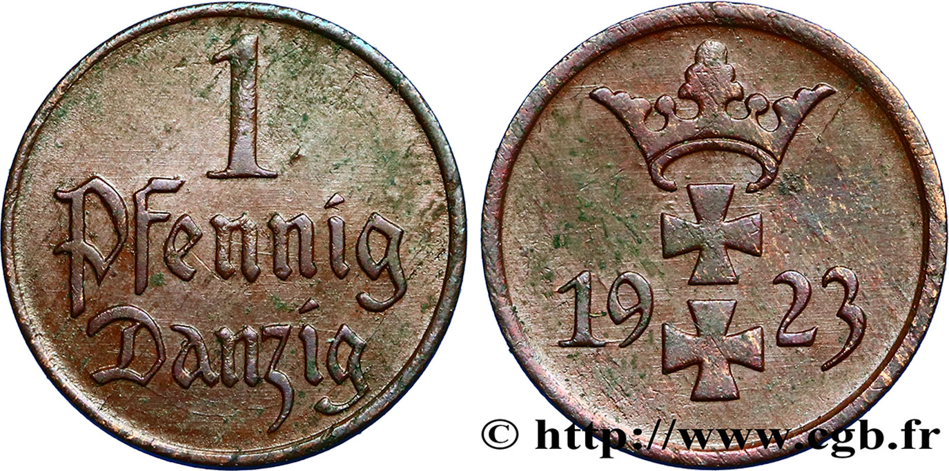 LIBERA CITTA DI DANZICA 1 Pfennig 1923 Berlin BB 