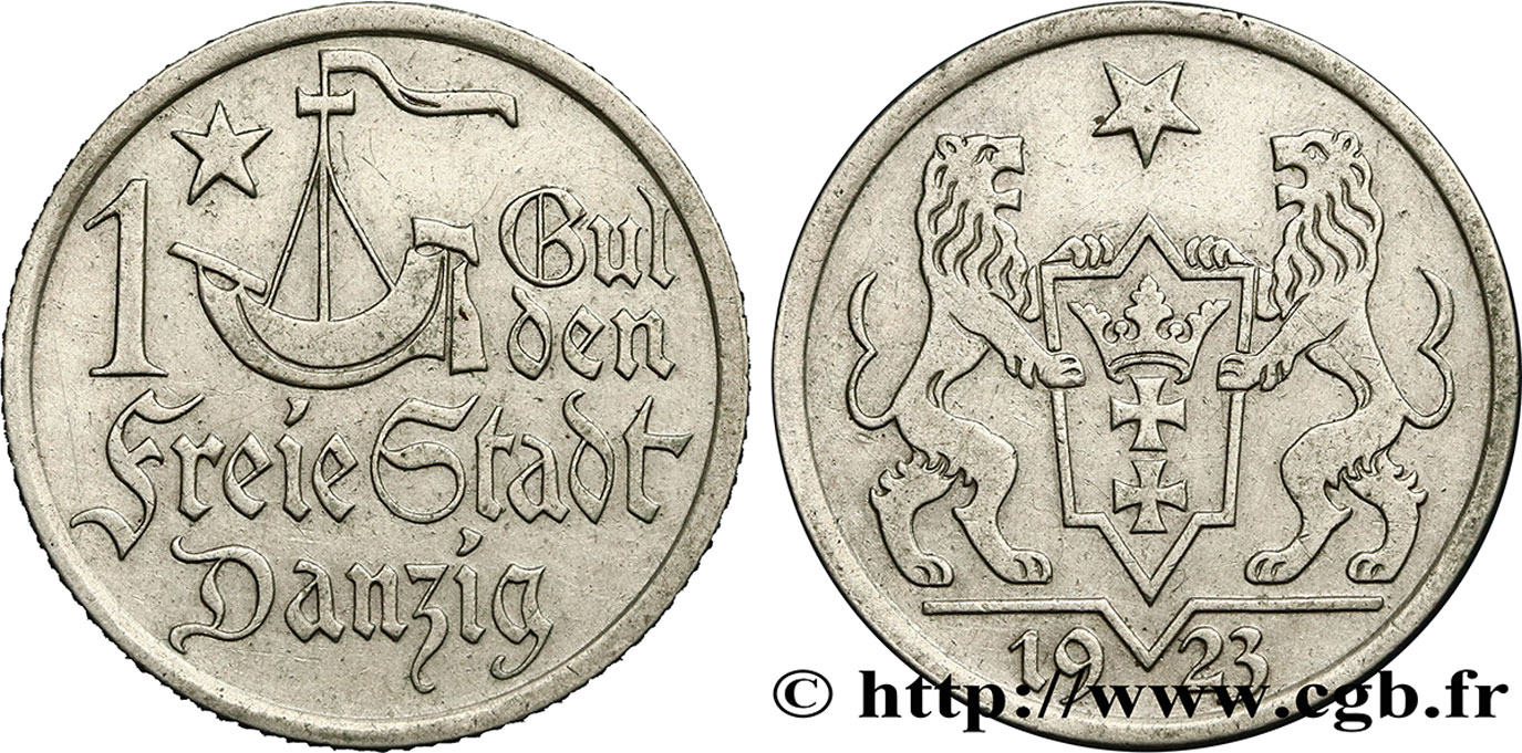 DANTZIG - VILLE LIBRE DE DANTZIG 1 Gulden 1923  TTB+ 