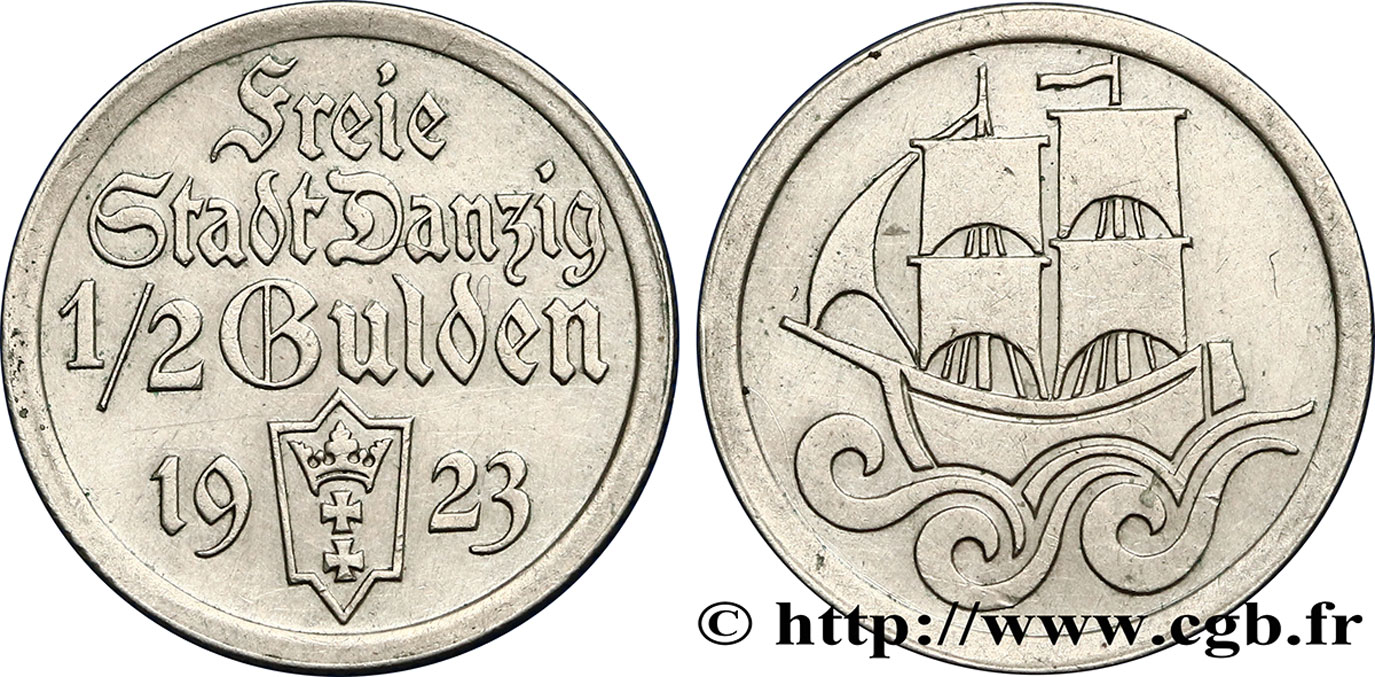 DANZIG (FREIE STADT) 1/2 Gulden 1923  VZ 