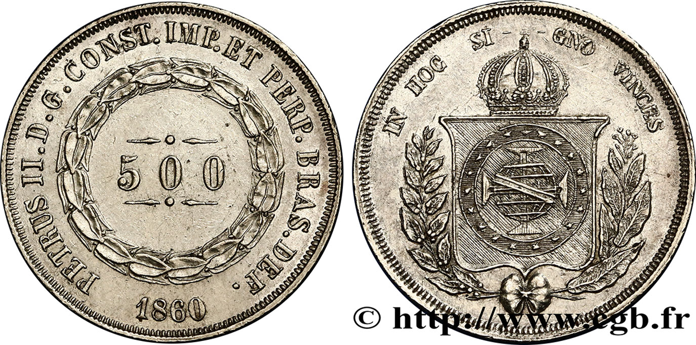 BRASIL 500 Reis au nom de l’Empereur Pierre II 1860  EBC 