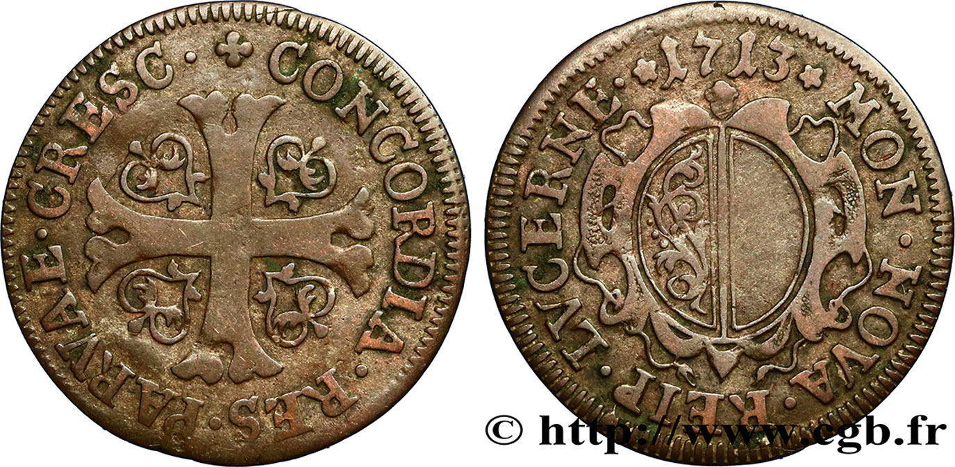 SUISSE - CANTON DE LUCERNE 1/2 Batzen - Canton de Lucerne 1713  TB 
