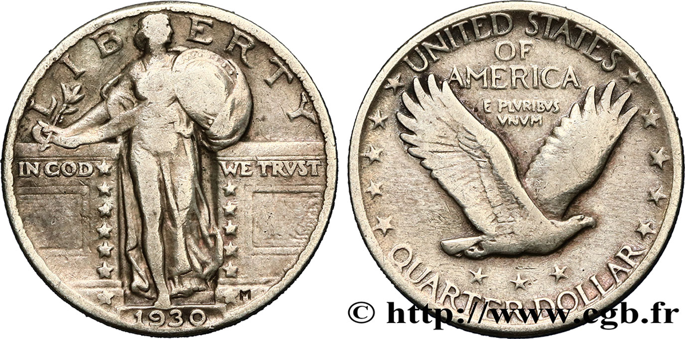 ESTADOS UNIDOS DE AMÉRICA 1/4 Dollar Liberté 1930 Philadelphie BC+ 