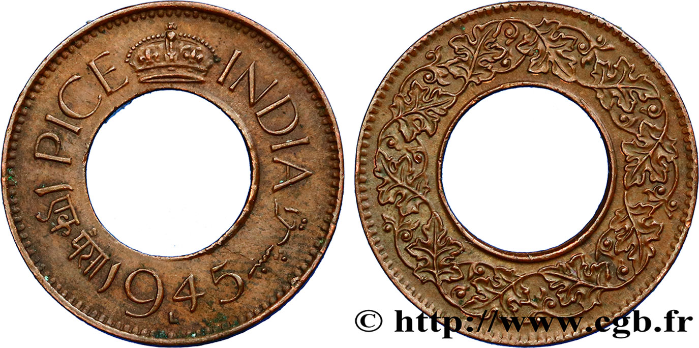 INDIA BRITÁNICA 1 Pice 1945 Lahore EBC 